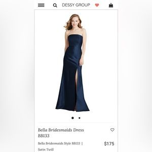 Dessy Bella Bridesmaids strapless dress;Midnight Navy. Size 2.